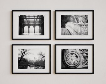 New York City Wall Art Set - Black and White City Photography Prints - Set of 4 - Living Room, Apartment Decor