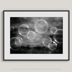 Black and White Bathroom Wall Art • Black and White Abstract Bubbles Bathroom Decor • Bubbles Print or Canvas for Kids Bathroom Decor