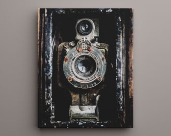 Ready to Hang Vintage Kodak Camera Art - Rustic Industrial Office Decor - Photographer Gift