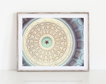 Texas Star Photography Print - Austin Capitol Dome Home Decor - Gifts for Texans - Living Room Office Hotel Wall Art