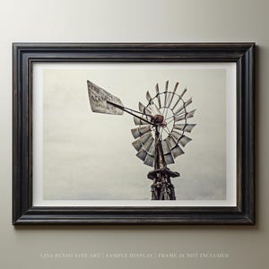 Vintage Aermotor Windmill Print | Rustic Farmhouse Wall Art | Country Landscape Photography – Unframed or Matted