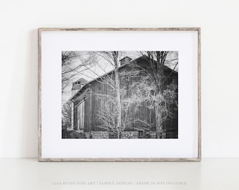Lámina decorativa para pared estilo granja: estilo rústico de casa de campo en blanco y negro