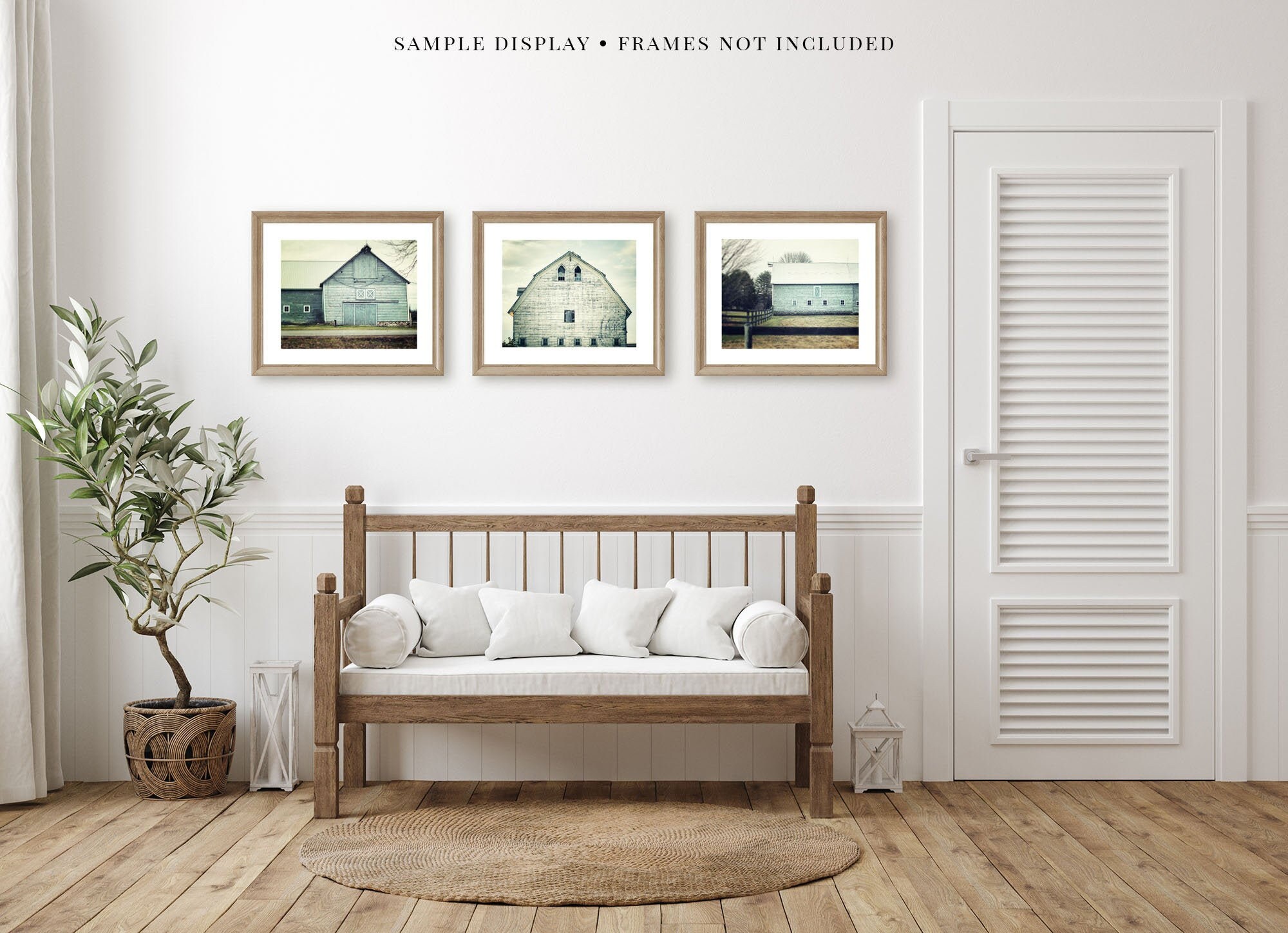 Farmhouse Decor Aqua and Teal Barn Print Set of 3 Prints Rustic Country Home Decor Landscape Pictures 3 5x7 Prints Only Not Framed