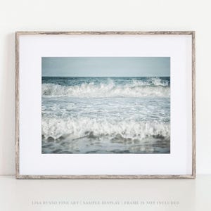 Coastal Ocean Wave Print, Seafoam Surf Photography