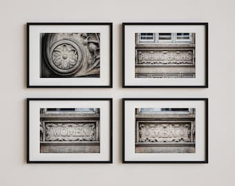 Industrial Rustic London Bathroom Art Set - Grey Bathroom Prints - London Photography