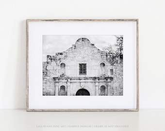 Texas Alamo Wall Decor - Black and White Historic Photo
