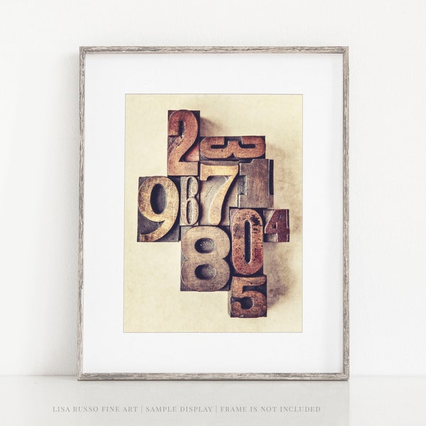 Vintage Typesetter Numbers Wall Art - Decor for Kitchen or Nursery - Print or Canvas - Office Gifts