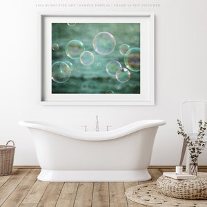 Bathroom Teal Aqua Bubbles Wall Art Bathroom Nursery or Laundry Room Decor Photography Print or Canvas Childrens Bathroom Art image 2