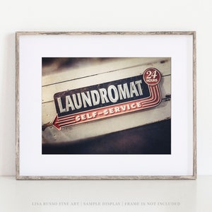 Retro Laundry Room Decor - Vintage Wall Art Print or Canvas - Laundromat Sign