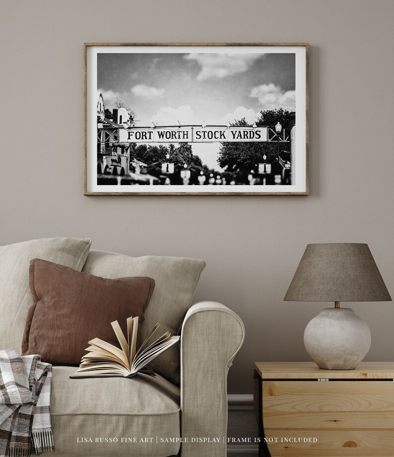 Fort Worth Stockyards Sign Print or Canvas, Western Decor, Texas Wall Art, Texas Stockyards Art Photography Print, Texas Travel Photography