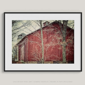 Red Barn Photography Print: Rustic Farmhouse Wall Art