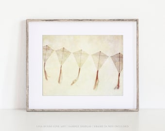 Nursery Wall Art Print: Vintage Kites - Soft Yellow, Unframed