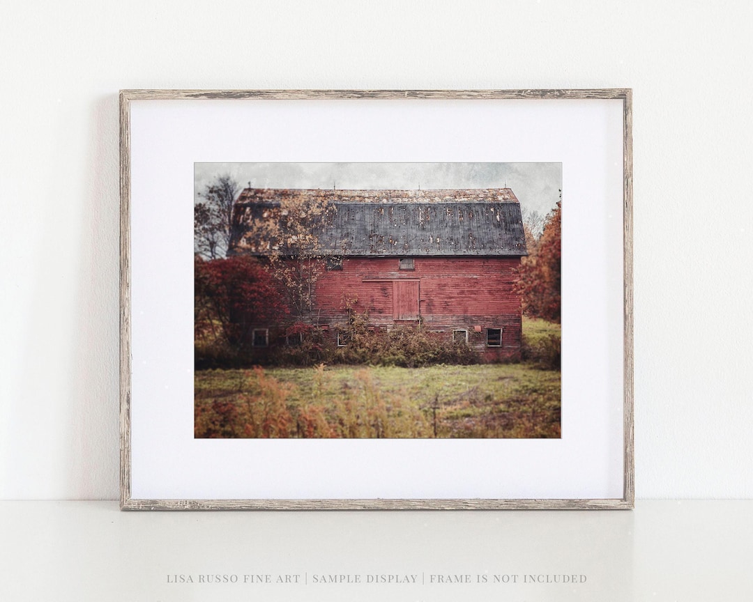 Rustic Red Barn Print: Farmhouse Wall Art With Autumn Tones - Etsy