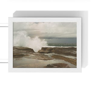 Coastal Wave Framed Poster, Beach Decor, Ocean Wall Art, Nature Lover Gift, Seaside Home Decoration, Inspirational Art Print