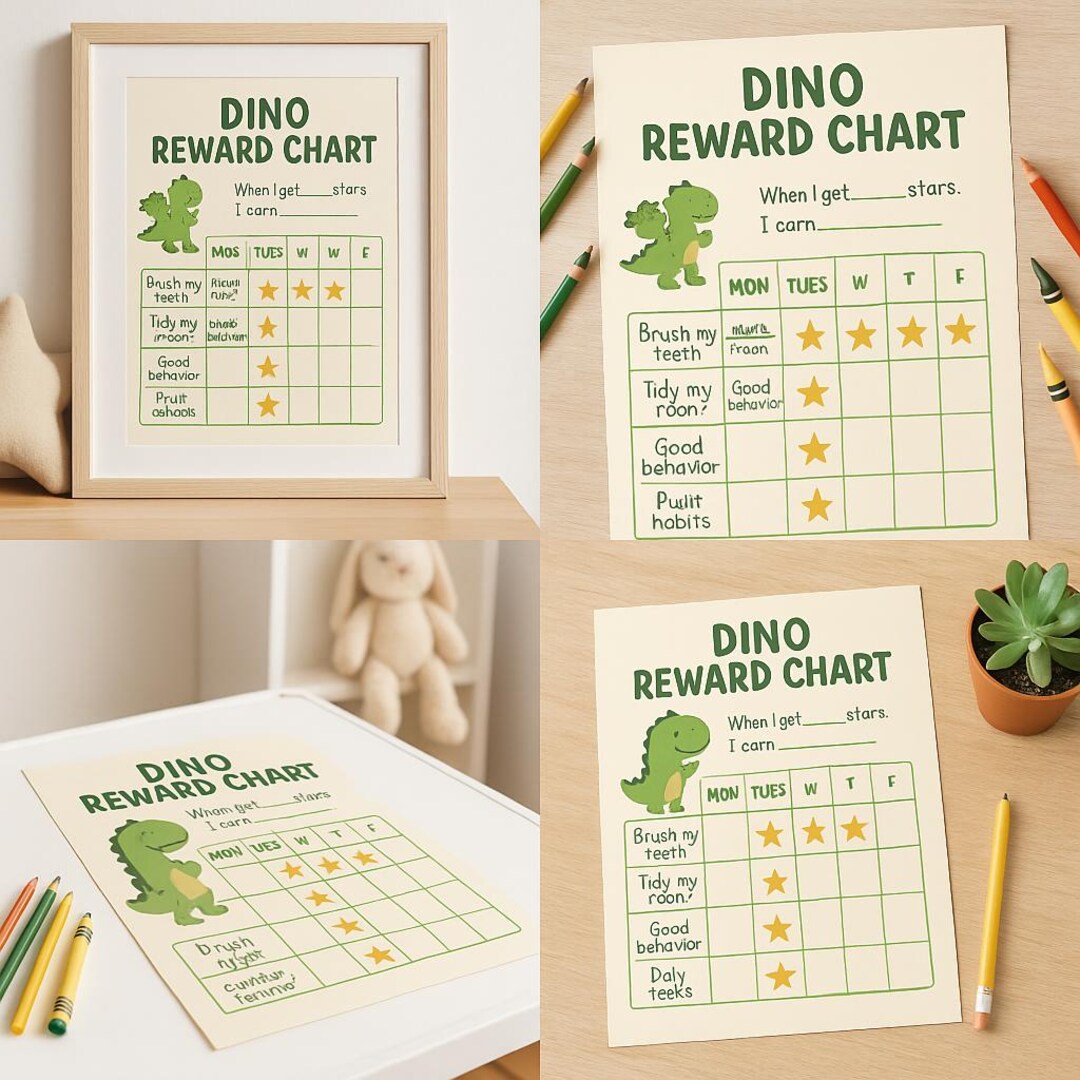 Printable Dino Reward Chart | Sick Chart for Kids | Dinosaur Behavior ...