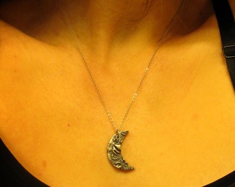 Sterling Silver Crescent Moon Pendant Necklace ~ Whimsical ~ Boho ~ Celestial ~