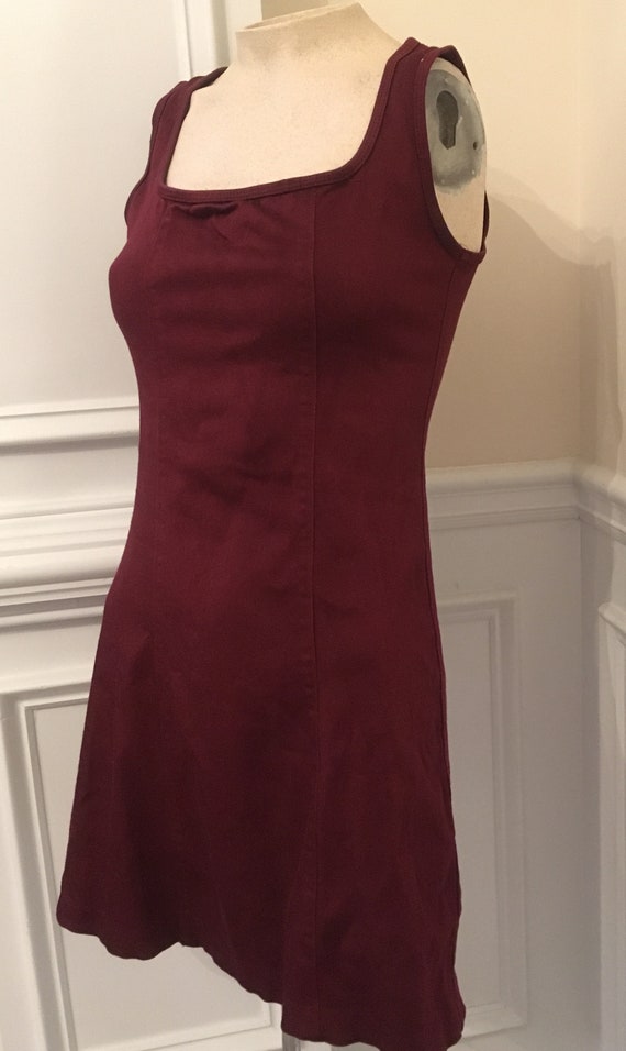 Betsey Johnson Stretchy Burgundy Dark Red A Line Mini Dress Small Xs