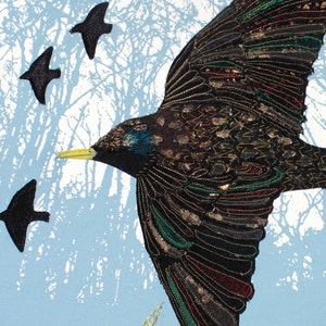 Flocking Starlings, 12 x 9 inches, print on paper image 2