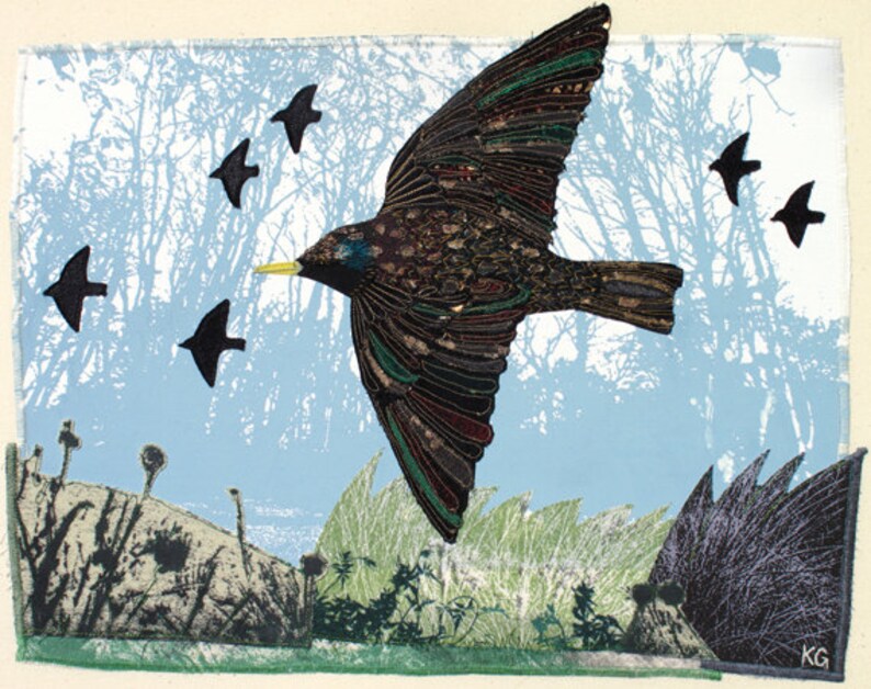 Flocking Starlings, 12 x 9 inches, print on paper image 1