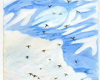 Flock & Clouds Print on paper