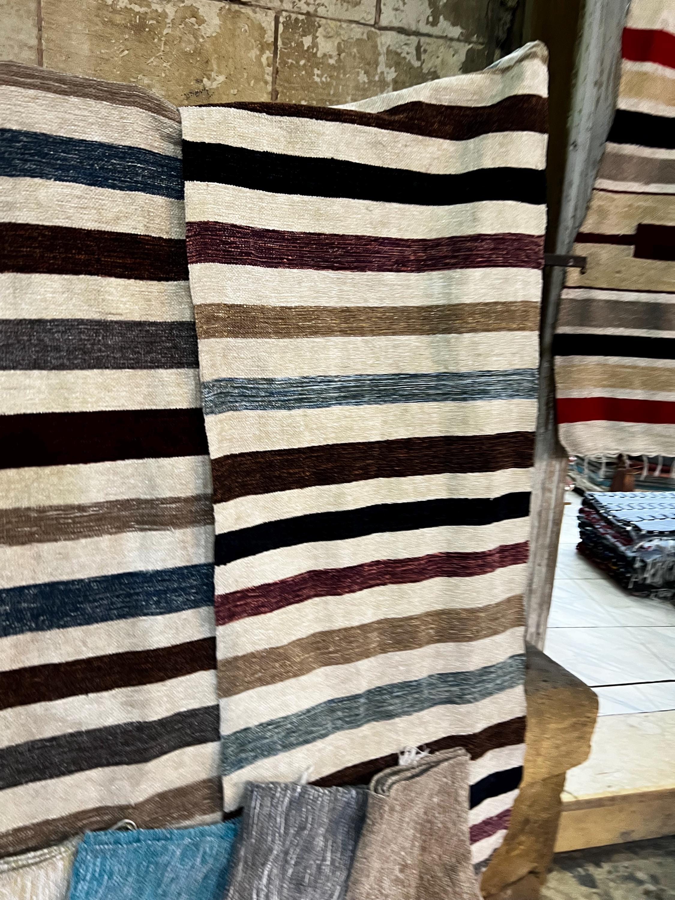 Lot De 3 Anciens Kilims Muraux En Laine - Tissés Main, Décoration Ethnique