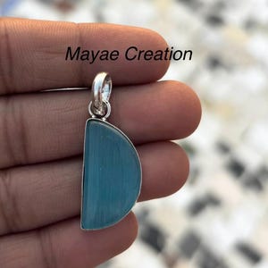 Blue Banded Agate Pendant Necklace/Natural Jewelry/Birthday Gift for Mom/Handmade Stone Pendant image 2
