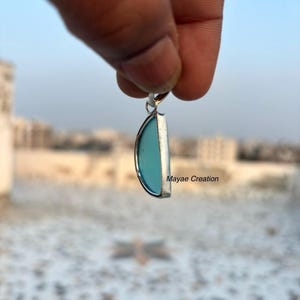 Blue Banded Agate Pendant Necklace/Natural Jewelry/Birthday Gift for Mom/Handmade Stone Pendant image 3