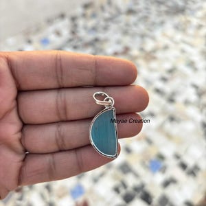 Blue Banded Agate Pendant Necklace/Natural Jewelry/Birthday Gift for Mom/Handmade Stone Pendant image 5
