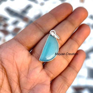 Blue Banded Agate Pendant Necklace/Natural Jewelry/Birthday Gift for Mom/Handmade Stone Pendant image 6
