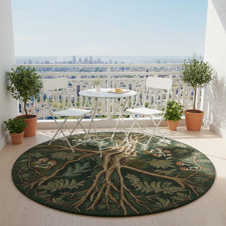 Tree Rug Modern Hand-tufted Wool Tree of Life Rug, Forest Green Botanical Art - Etsy