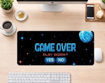 Alfombrilla de ratón Game Over: alfombrilla de escritorio personalizada con nombre, foto o diseño, regalo para oficina y juegos, alfombrilla de ratón personalizada para juegos, configuración de PC para streamers