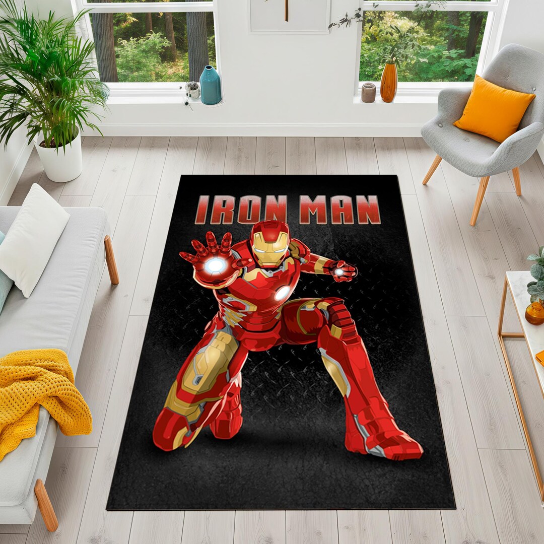 Icoon Man Rug Iron Man Rug: Sci-fi Superhero Kids Room, Washable - Etsy