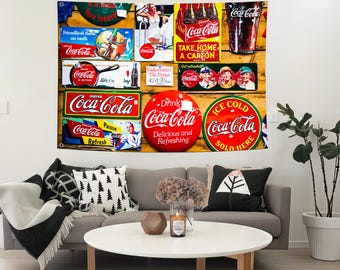 Vintage Coca-Cola Sign Rug, 1950s Americana Decor