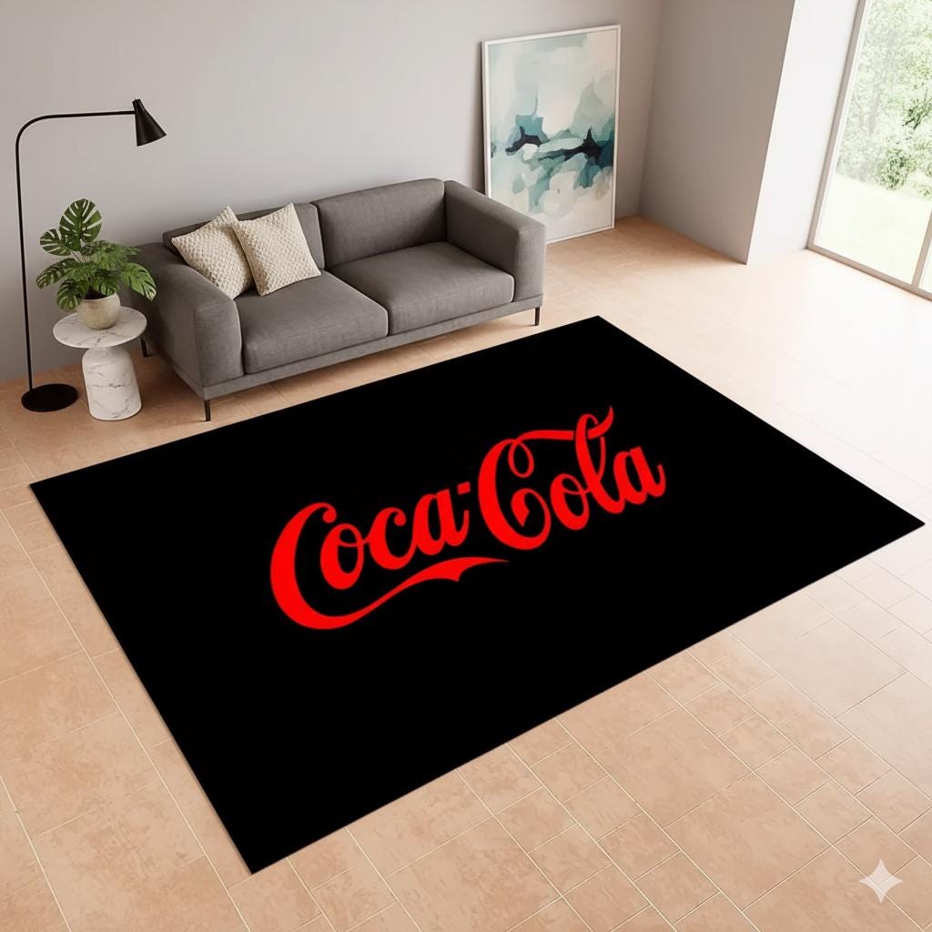 ヴィンテージ コカ・コーラ ロゴ ラグ：レトロなキッチンエリア用