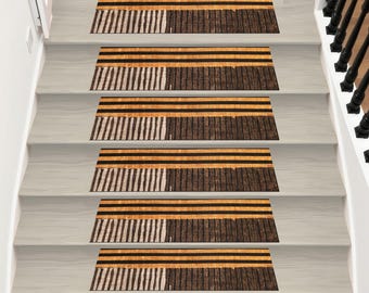 Alfombra de escalera a rayas: alfombra moderna antideslizante para escaleras, alfombra de escalera a rayas, alfombra bohemia Kilim para escaleras, decoración moderna neutra para escaleras.