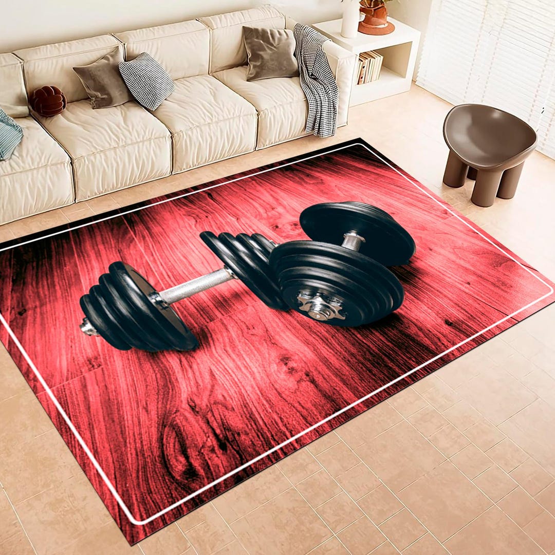 Exercise Area Rugs Dumbbell Gym Rug, Motivational Workout Decor, Home Fitness Carpet - Etsy