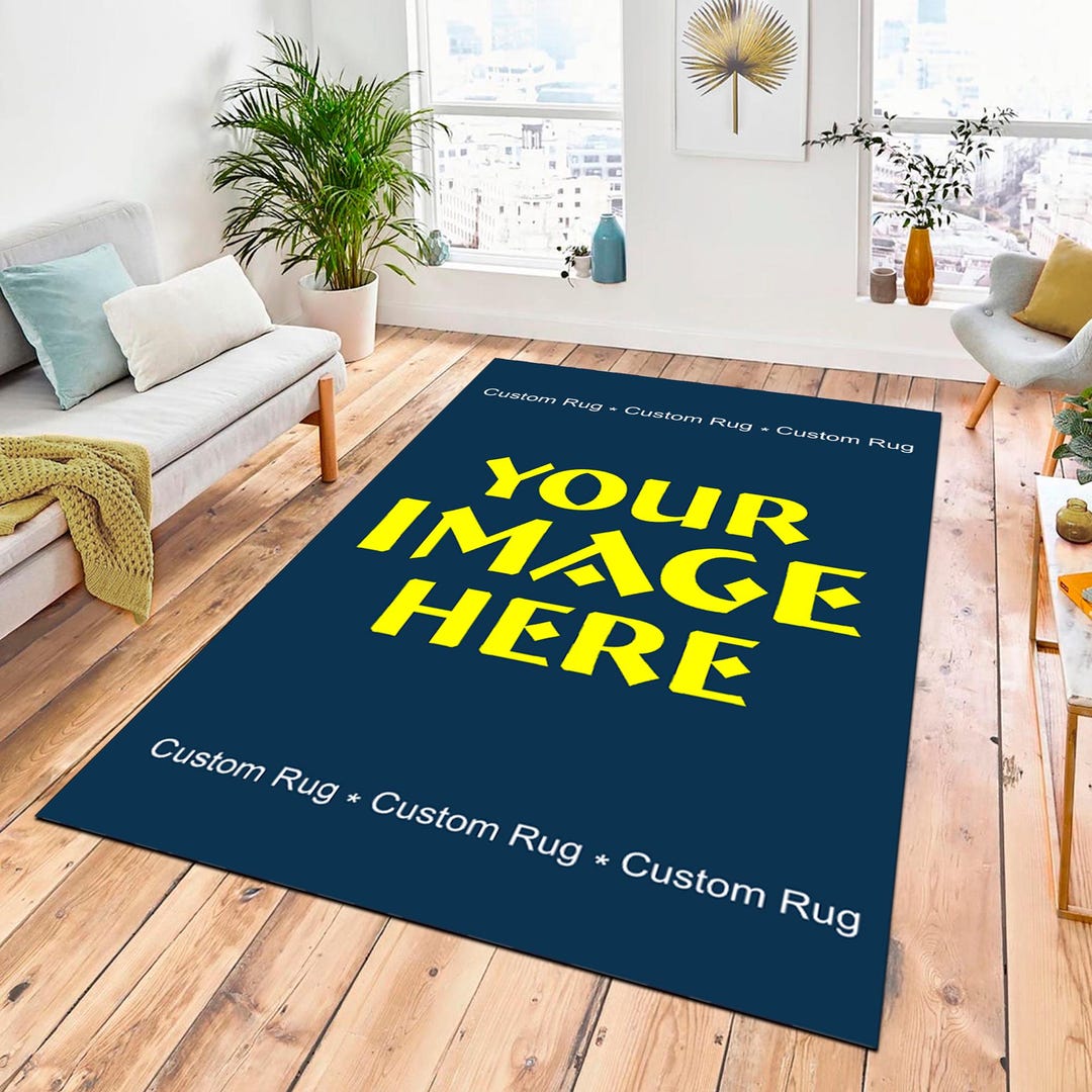 Personalized Photo Rug, Custom Text, Logo, Non-slip Cotton Base - Etsy