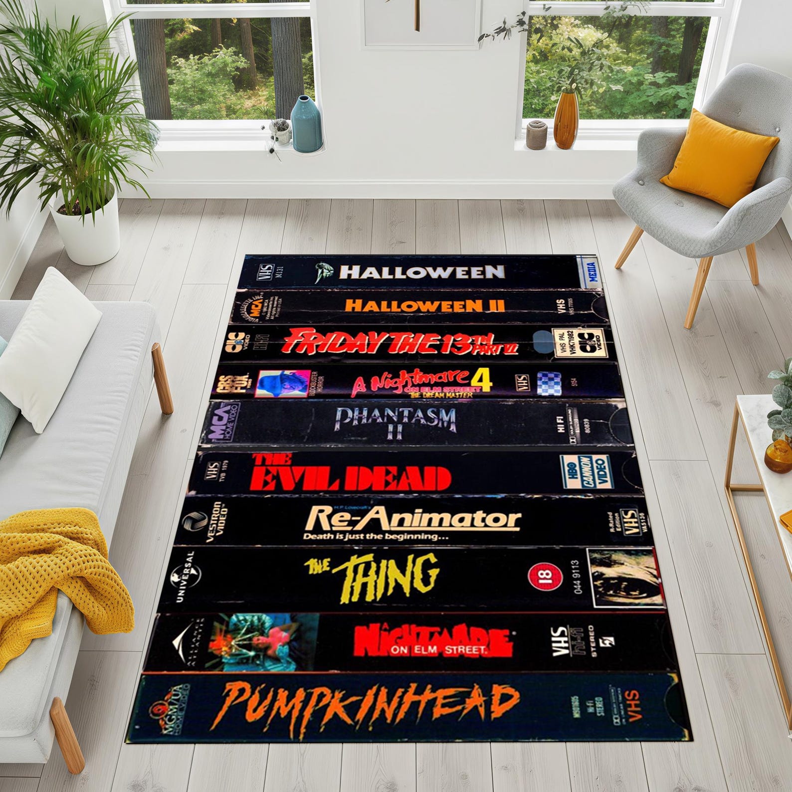 Horror Sticker Rug Horror Movie VHS Rug, 80s Cinema Carpet, Halloween Decor - Etsy