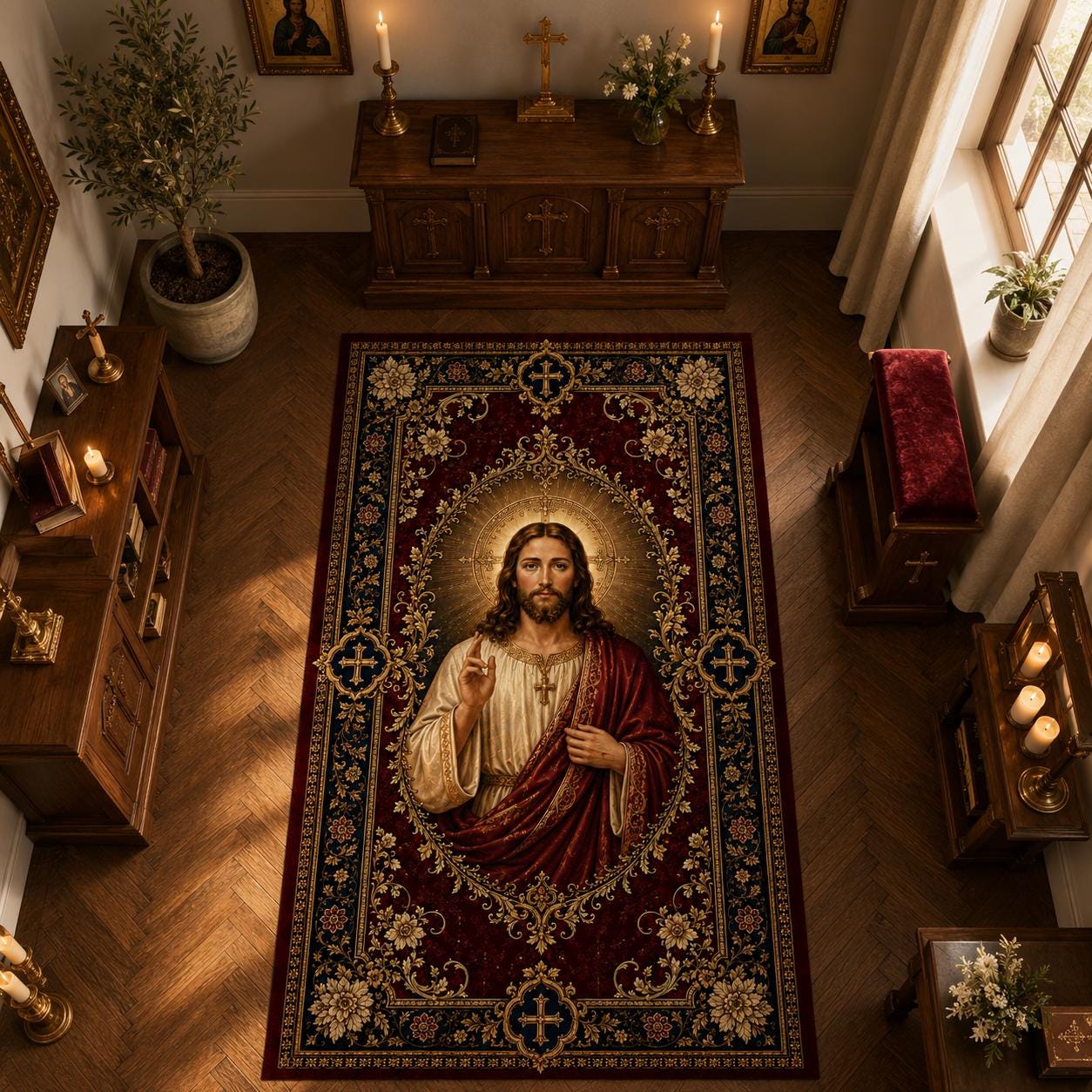 Tuft Rug Jesus Jesus Area Rug, Christian Home Decor, Catholic Rug, Religious Carpet ...