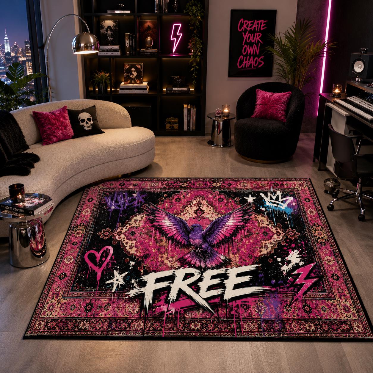 Punk Rugs Free Rug, Graffiti, Street Rug, Punk Rug, Goth Rug, Raven Rug, Pink Rug ...