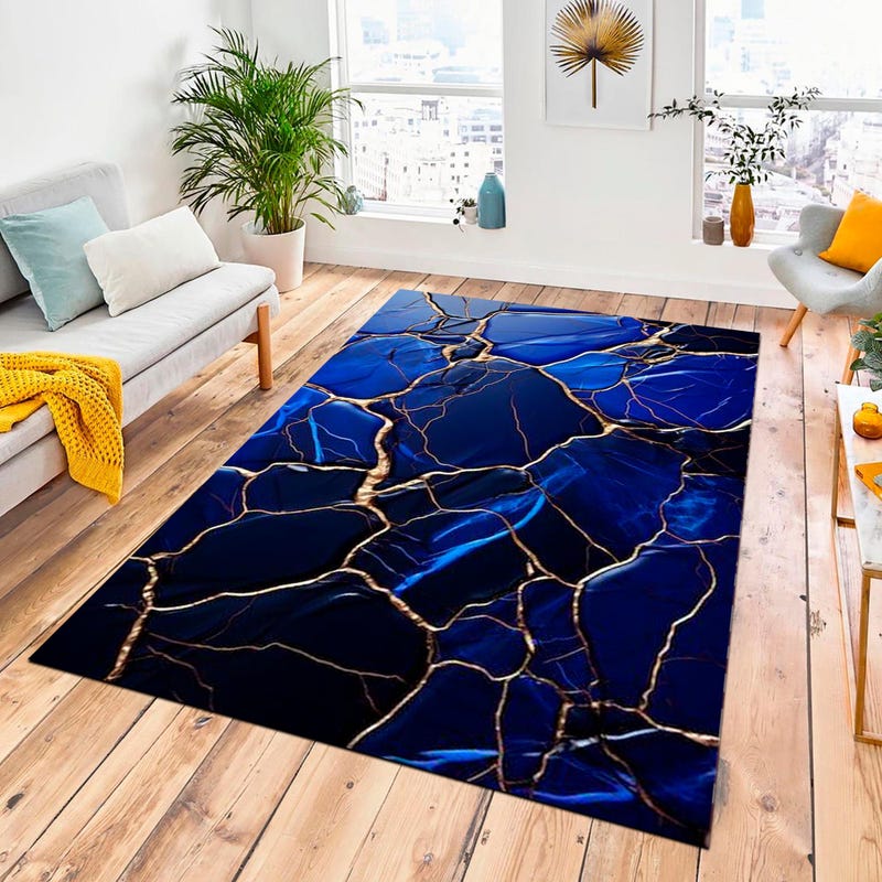 Blue Marble Rug Pattern Marble Carpet - Etsy