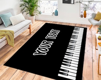 Custom Album Cover Music Room Rug: Personalized Piano Keys Design