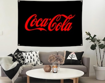 Retro Coca Cola Tapestry: Boho Wall Hanging, Vintage Logo