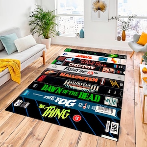 Retro VHS Horrorfilm Teppich: 80er Jahre Filmkunst, Creepshow Dekor