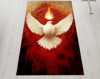 Holy Spirit Dove Prayer Rug, Christian Worship Decor
