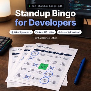 Tarjetas de Bingo para Desarrolladores, Juego de Humor de Oficina (Descarga en PDF)