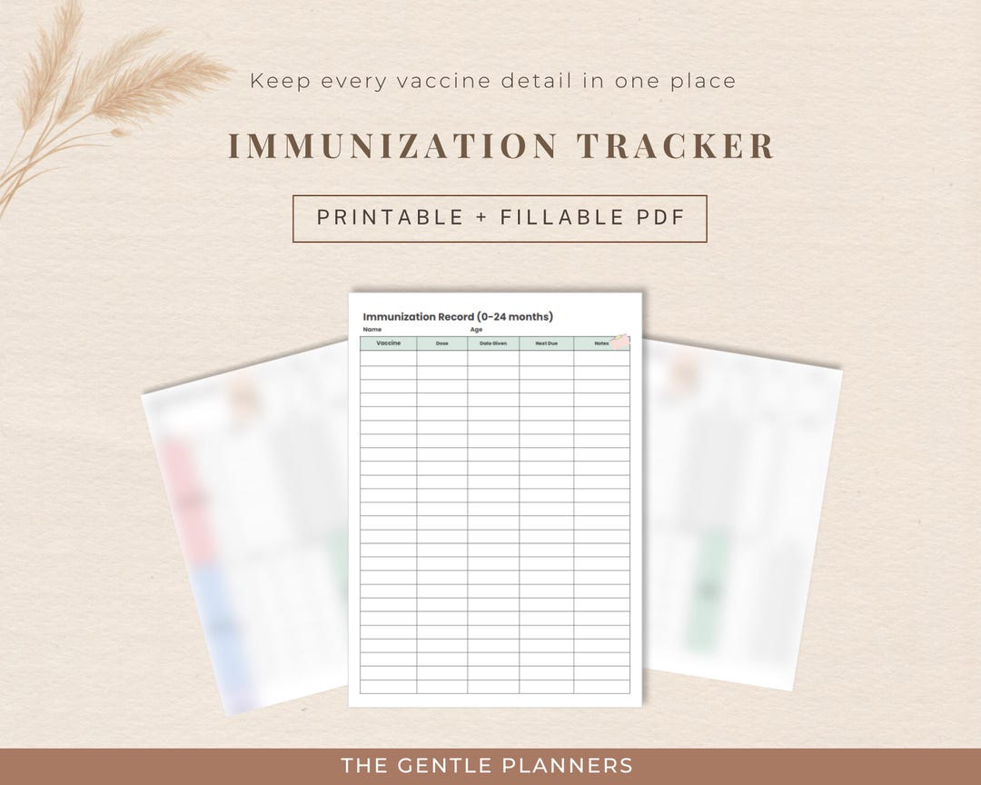 Newborn Baby Immunization Record | Baby Vaccination Tracker | Printable ...