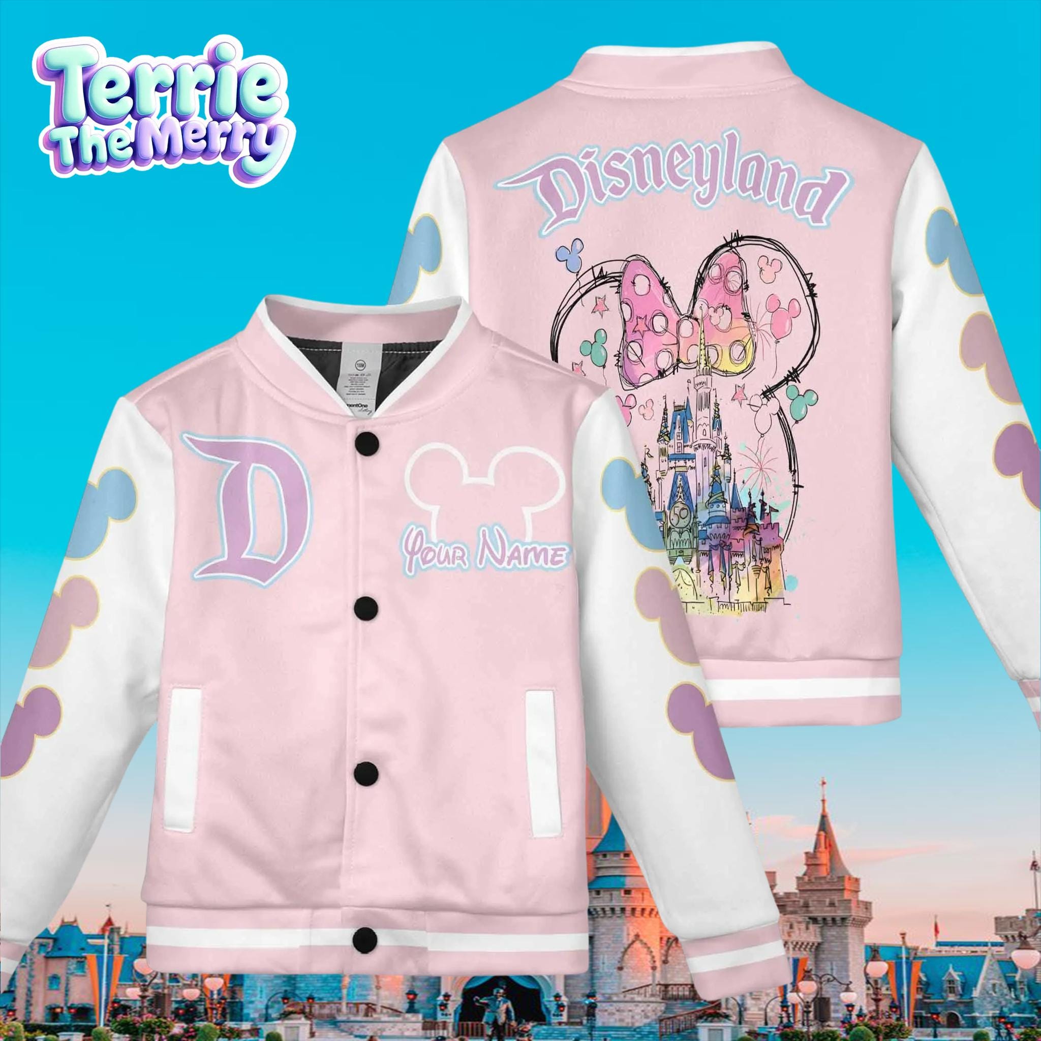 Discover Custom Disneyland Castle University Varsity Jacket, Adult and Kids Baseball Jacket