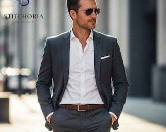 Men's Charcoal Grey Suit: Custom Tailored Wedding & Formal Wear
