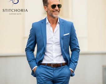Men's Sky Blue Suit: Custom Tailored Wedding & Formal Wear